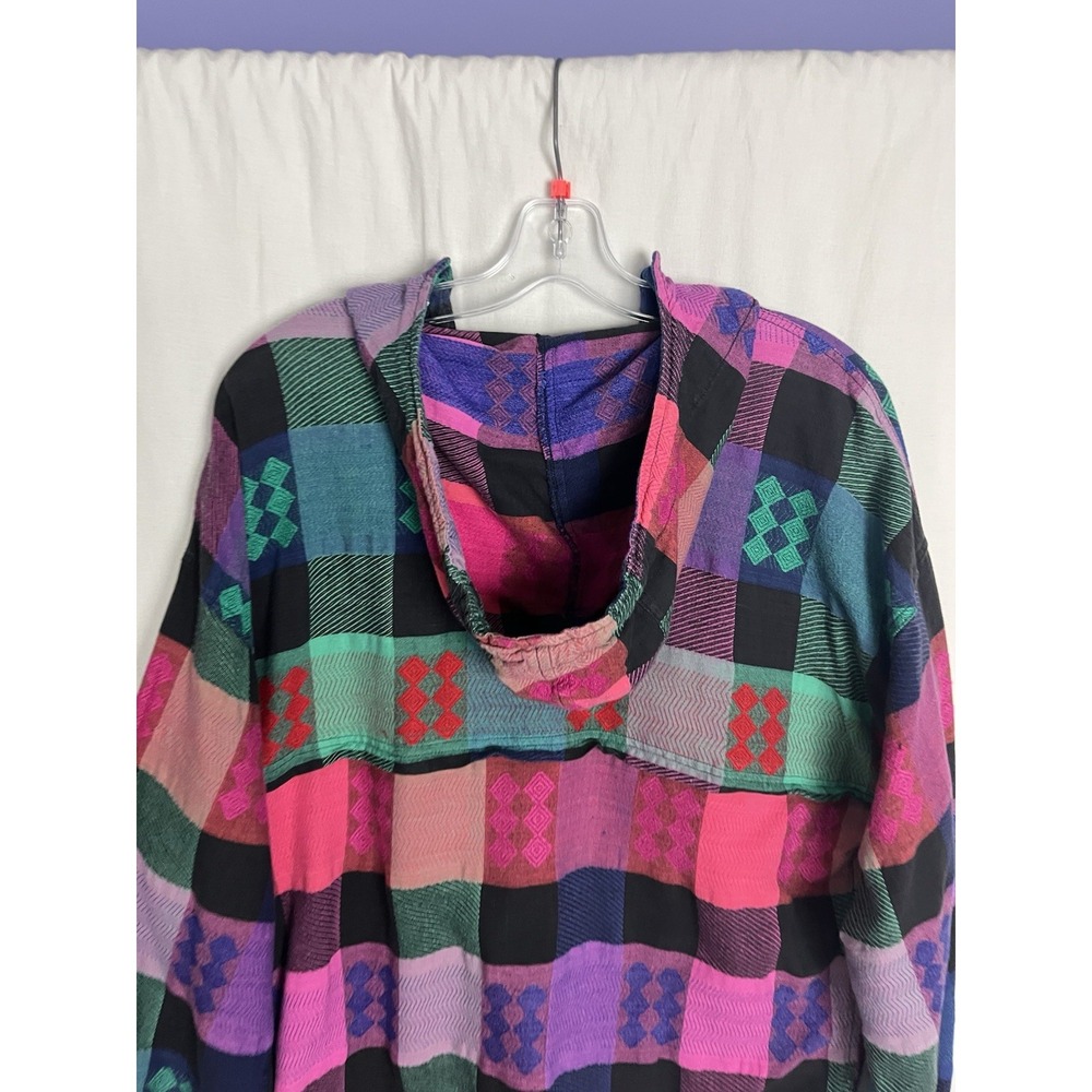 Vintage 90s Angelique Imports Patchwork Hoodie Pullover 100% Cotton Free Size - Picture 5 of 9